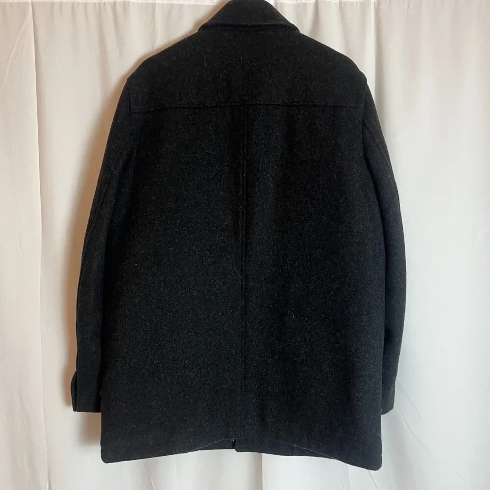 J. Crew 100% Wool Men's University Jacket Charcoal Dark Gray Overcoat Size M